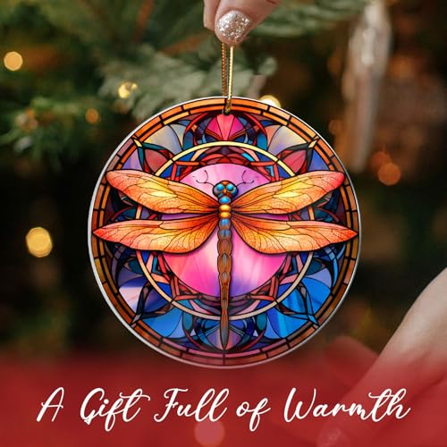 Musemory Dragonfly Sun Catcher Ornament - Stained Glass Style Hope & Transformation Decor