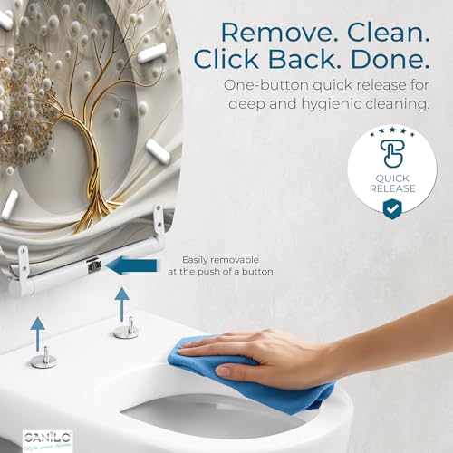 Sanilo Wooden Toilet Seat with Quick Release Soft Close Tree of Life - Elongated