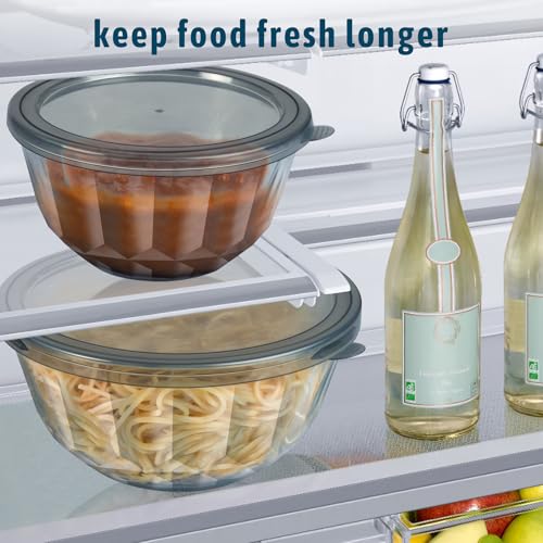 Glass Mixing Bowls Set with Airtight Lids - 5 Thick Borosilicate Kitchen Nesting Bowls