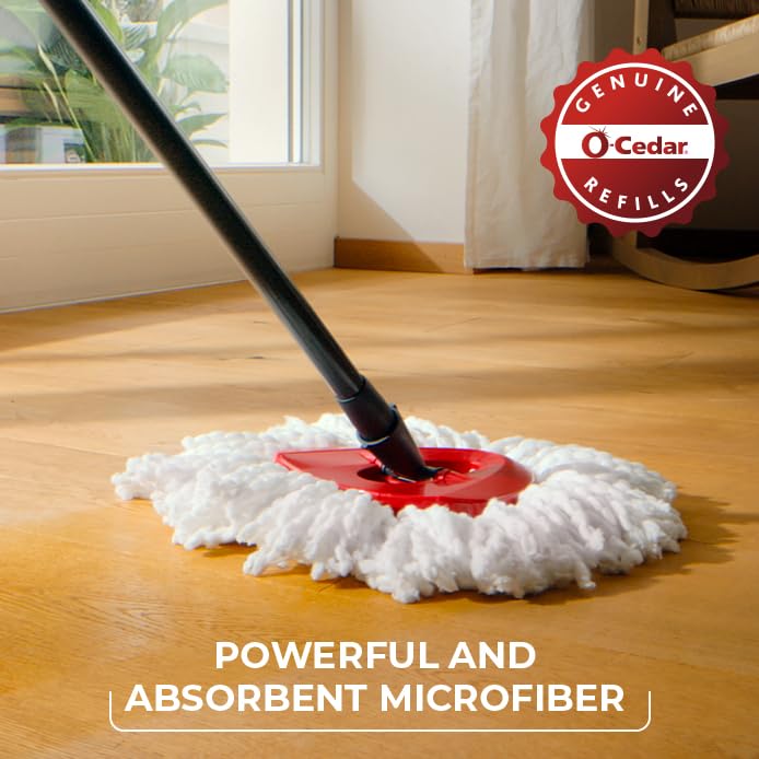 O-Cedar Easywring Microfiber Spin Mop & Bucket Floor Cleaning System with 4 Extra Refills