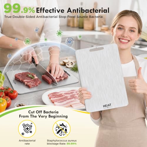 Silver Titanium Cutting Board 16.2" x 10.2" Double-Sided Kitchen Chopping Board