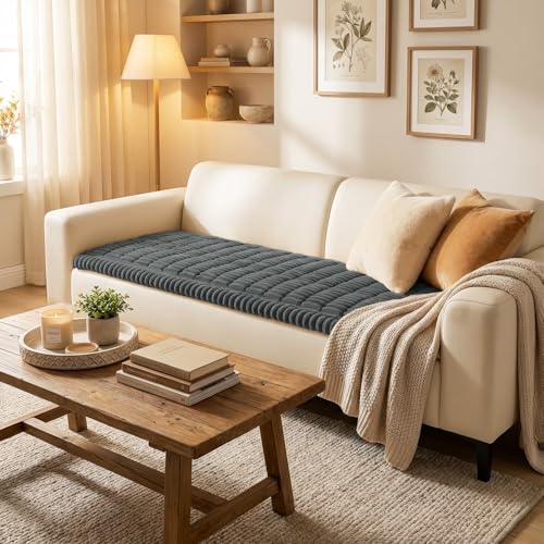 Smiry Non-Slip Washable Sofa Cover for Dogs, Dark Grey, 27.6x70.9 inches