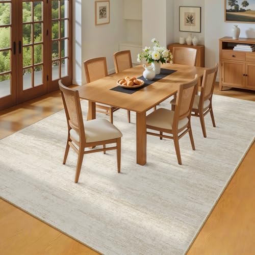 Beige 8x10 Area Rug for Living Room Modern Abstract Non-Slip Washable
