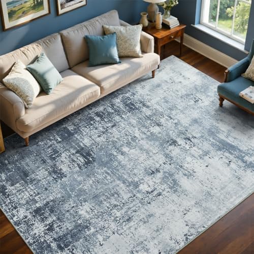 Cuzwlovita 6x9 Ft Blue Abstract Washable Area Rug for Living Room - Hc66