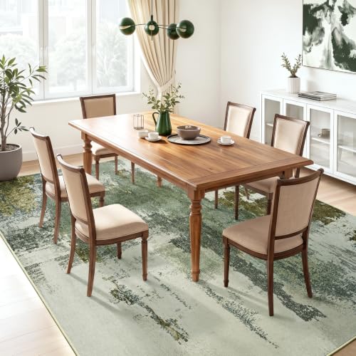 Kelarea 6x9 Green Washable Area Rug Non-Slip Low Pile Abstract Home Decor