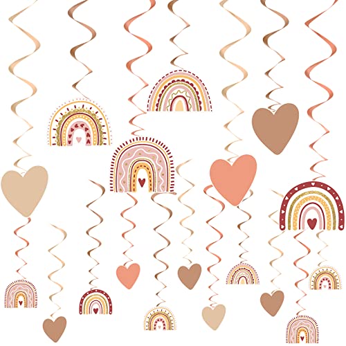 42 Pcs Boho Party Decorations Rainbow Birthday Party Decorations Boho Classroom Decor Wall Sunshine Streamers Baby Shower Decor Christmas Home School Ceiling Hanging Swirl Spirals(Classic Color)