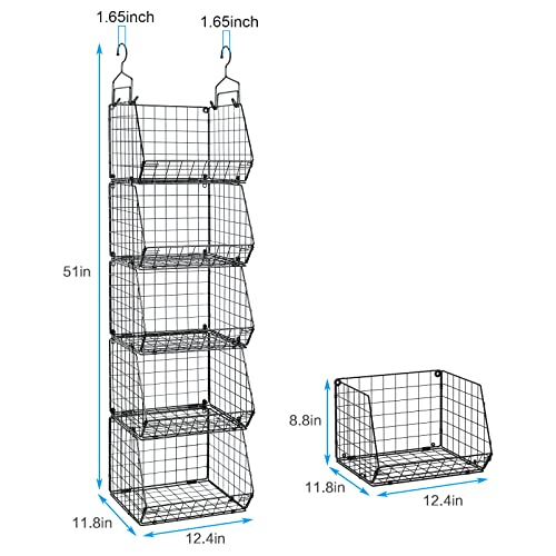 Black 5-Tier Closet Hanging Organizer with Hooks & Baskets