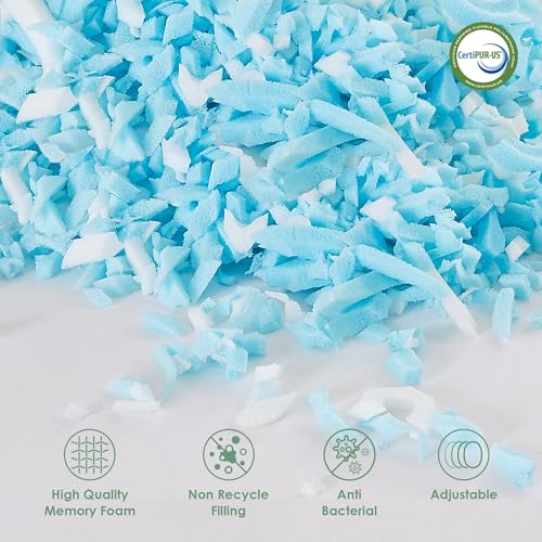 Dreamood Blue Cooling Shredded Memory Foam Body Pillow with Removable Cover