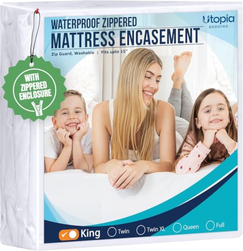 King Size Waterproof Mattress Protector with Zipper - Fully Encasement