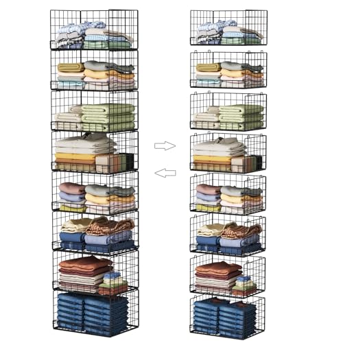Black 8-Tier Stackable Closet Organizer Shelves Foldable Storage Bins