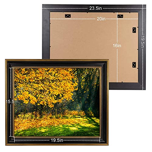16x20 Ornate Picture Frame with Real Glass - Gold Black Poster Frame, Variation of THIS Listing