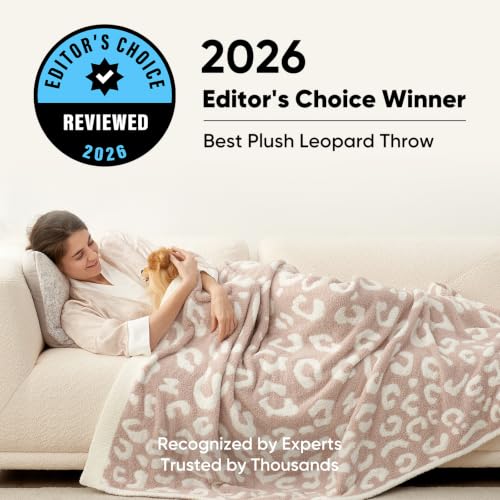 Snuggle Sac Leopard Beige XL Throw Blanket 50x70 Inches Reversible Cozy Bed Couch Decor