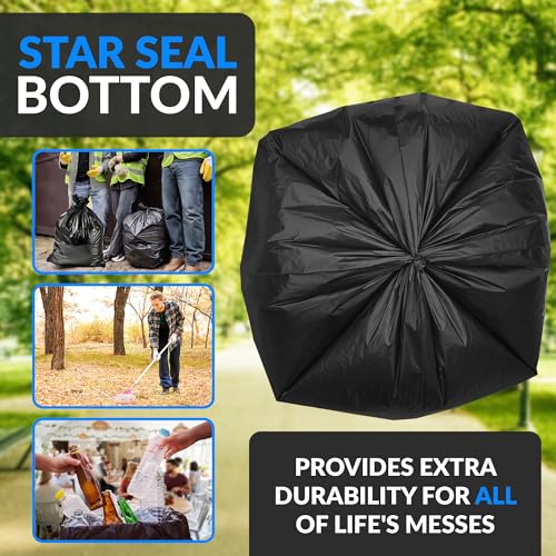 Heavy Duty 65 Gallon Trash Bags with Twist Ties - Leakproof 120 Count
