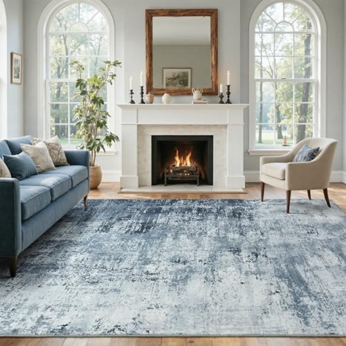 Cuzwlovita 6x9 Ft Blue Abstract Washable Area Rug for Living Room - Hc66