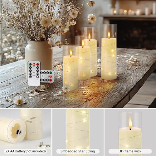 YOROXRG 24 Pack Ivory Flickering Flameless Candles with Timer - Battery Operated LED String Lights for Home Decor, Parties, Weddings, Christmas, New Year