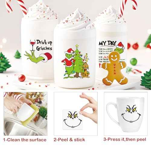 30 Pcs Christmas Face Decal Stickers for Crafts Small 3 Inch Rub on Transfers UV Vinyl Faces Eyes Pitcher Decals for Ornaments Glass Drinking Cups Wood Decorations Balls Party Supplies (hoho30)