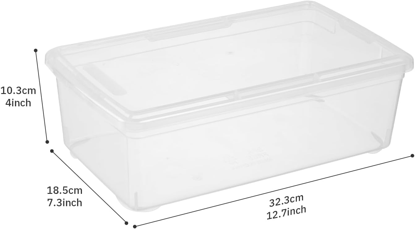 Stackable Clear Storage Bins - 12 Pack Latching Shoe Boxes with Lids | 6 Quart Plastic Containers