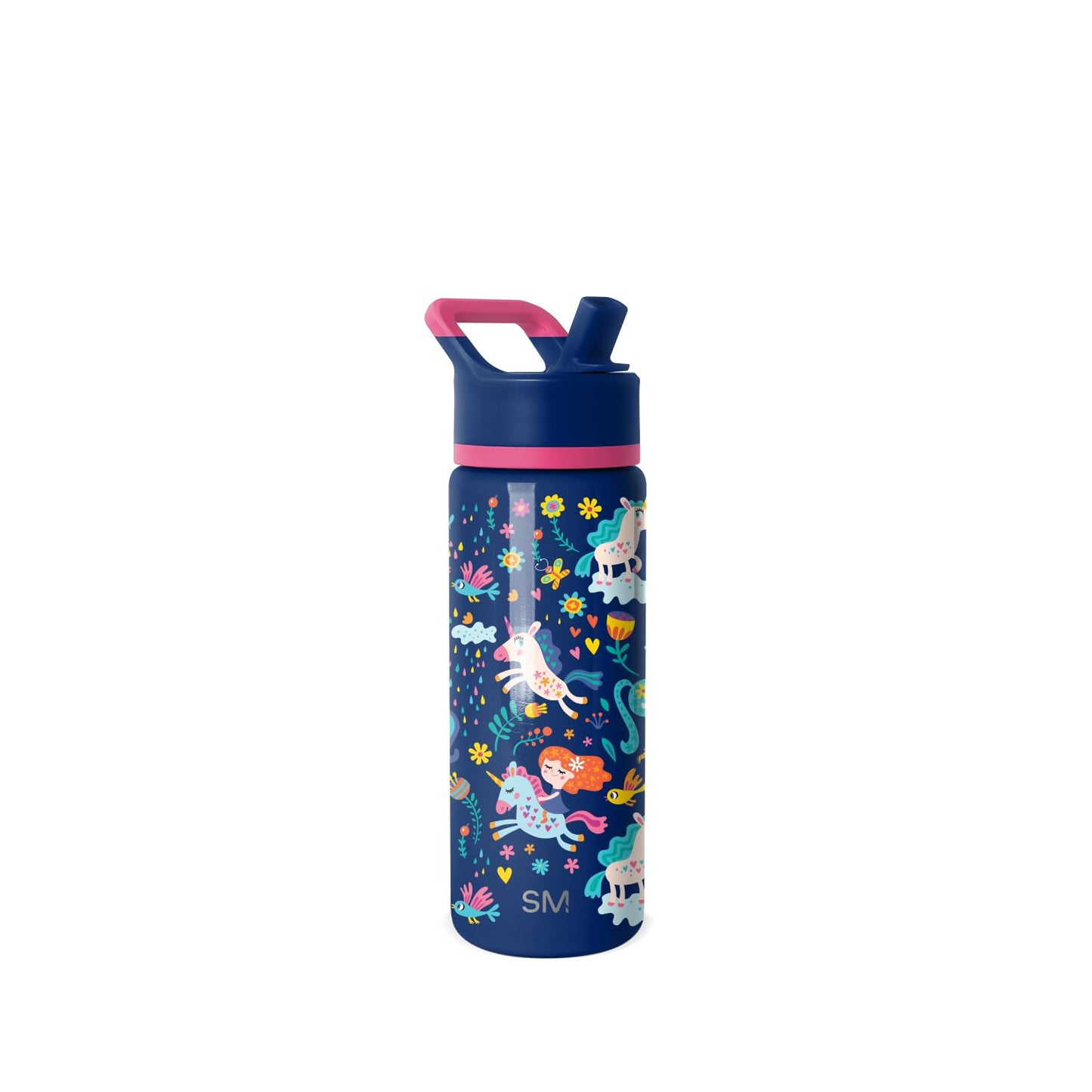 Simple Modern Kids Summit Water Bottle with Straw Lid | 18oz Stainless Steel Tumbler for Toddlers, School | Unicorn Rainbows