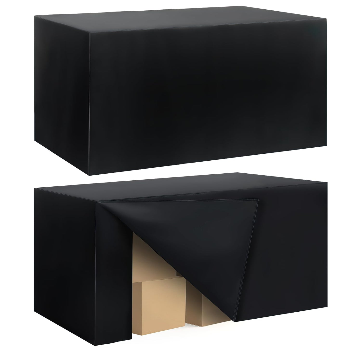 Ascoza 2 Pack Fitted Tablecloth for 4 Foot Rectangle Tables 48 x 24 Inch Black Table Covers Water Resistant Polyester Table Cloth for Wedding, Parties,Display, Trade Show (Black)