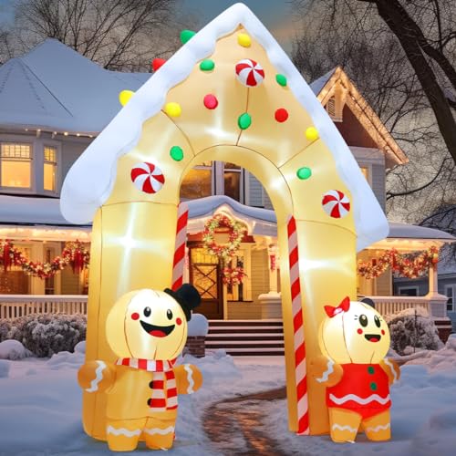 GOOSH 11.8 ft Christmas Inflatable Archway with LED Lights for Outdoor Yard Decor