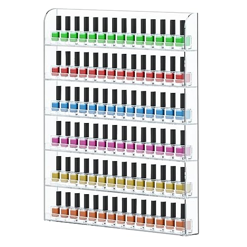 FEMELI 2 Pack 20x24 Inch Clear Acrylic Nail Polish Wall Racks - Easy Mount, Holds 120 Bottles Each