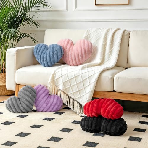 HKYUECHI 2PCS Black Heart Throw Pillows 16x13 Inches Decorative Couch Bed Accent