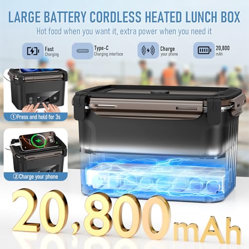 Cordless Electric Heated Lunch Box with 6.3-Cup Capacity - Ice Blue