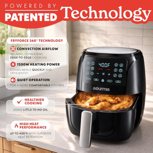 Gourmia 4 Qt Air Fryer - Compact Digital Air Fryer with 12 Presets, Black - Variation of THIS listing