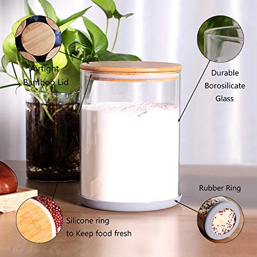 2 Pack Large Glass Food Storage Jars 100 Fl Oz Airtight Bamboo Lids Kitchen Canisters