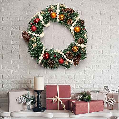 GWHOLE 2Pcs 7.2ft Wooden Bead Christmas Tree Decor Boho Ornament for Christmas Holiday Party Farmhouse Mantle Decoration