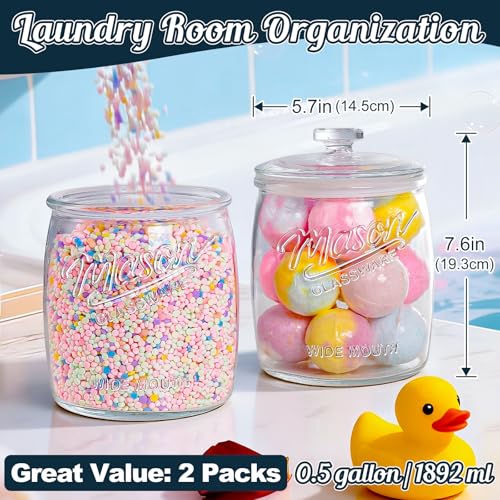 2-Pack 0.5 Gallon Wide Mouth Airtight Cookie Jars with Silicone Seals