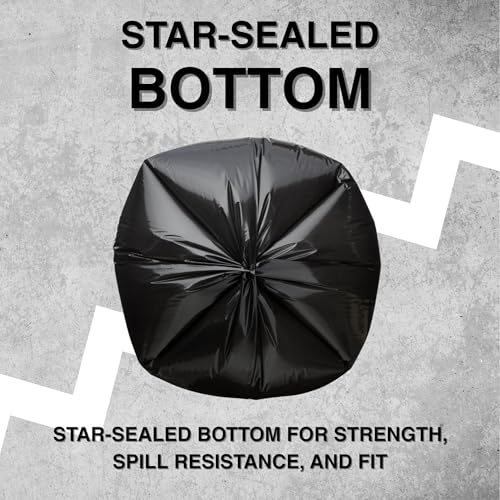 33-Gallon Heavy-Duty Trash Bags 1.2 Mil Thick Black 150 Pack - Made in USA