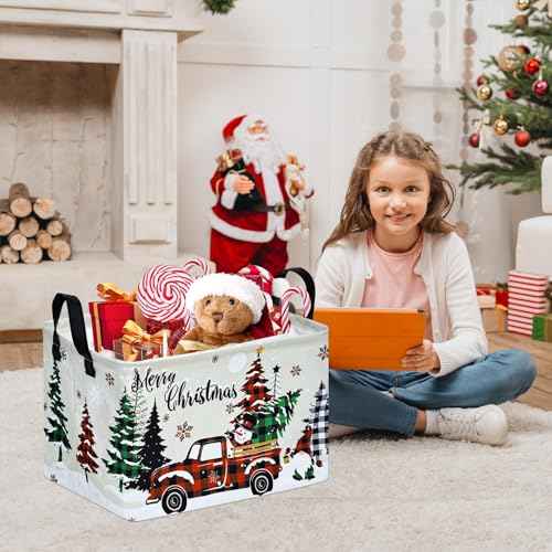 Christmas Basket for Gifts Nursery Hamper Collapsible Waterproof Storage Bin Kids Toy Box Book Shelf Basket Xmas Party Decor
