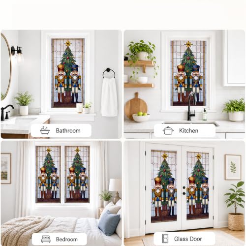 Colorful Nutcracker Christmas Window Film 17x39 Inch Privacy Decor - Static Cling