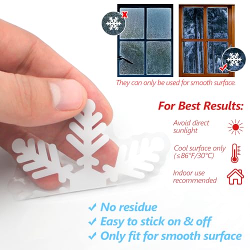 LUDILO 135Pcs Christmas Window Clings Snowflakes Window Decals Static Window Stickers for Christmas Decorations Windows D?cor Ornaments Xmas Party Supplies Thanksgiving Party D?cor