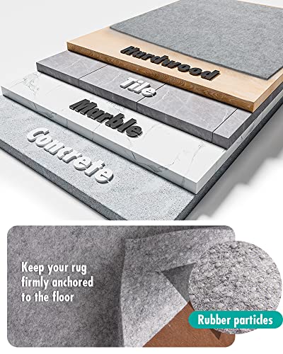 RESARE Grey 9x12 Non-Slip Felt Rug Pad for Hardwood Floors, 1/4 Inch Thickness