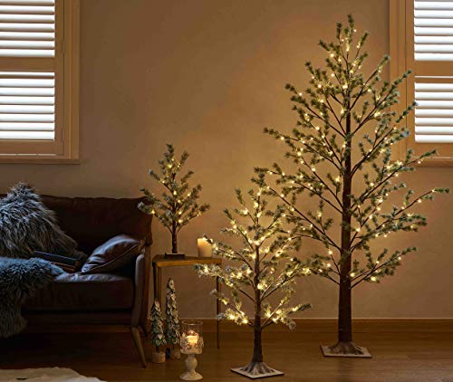 LITBLOOM 6FT Pre-Lit Alpine Pine Christmas Tree with 126 Warm White LEDs – Indoor/Outdoor
