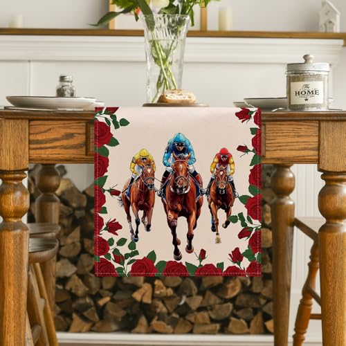 Artoid Mode Kentucky Horse Race Table Runner 13 x 72 Inch for Home & Party Decor, Red