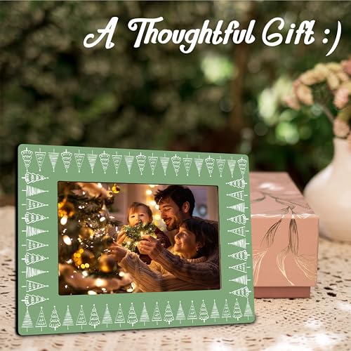 Christmas Photo Frame Fits The 4x6 Inches Picture - Christmas Wooden Frame Decoration For Home Office Party - Merry Christmas Tree Decorative Keepsake - Holiday Picture Frame For Gifting(Green) - A06