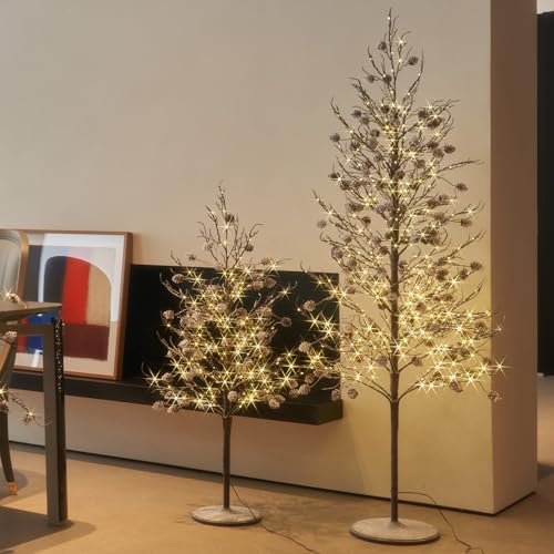 Fudios Lighted Pinecone Tree 6ft Winter Christmas Decor with Timer & Dimmable Lights