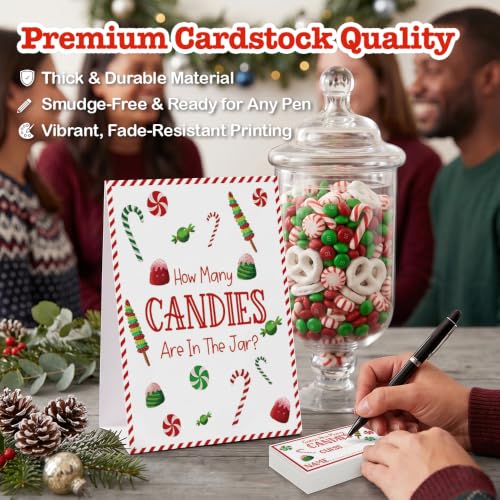Christmas Guessing Game with Sign and 50 Cards - Holiday Party Activity