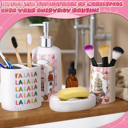 Teenyyou Fresh Color Nutcracker Bathroom Set - 4-Piece Ceramic Xmas Decor