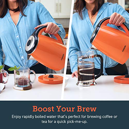 Cosori Electric Kettle, No Plastic Inner Lid, Filter & Spout, Stainless Steel Tea Kettle, Automatic Shut Off & Boil-Dry Protection, Durable Tea Kettle Boiler & Heater, 1.5L/1500W, Black