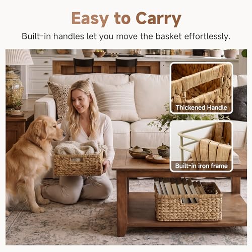 Natural Water Hyacinth Wicker Storage Basket 15"L x 11"W x 6¾"H - Pack of 1