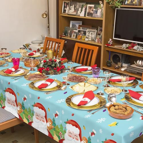 Gatherfun 2-Pack Christmas Santa Disposable Tablecloths 54x108" for Merry Christmas Party Decorations