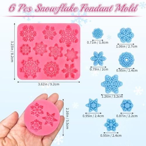 SIQINZONGWA 6 Pcs Snowflake Silicone Mold - 3D Snowflake Fondant Molds (Snowflake Variation)