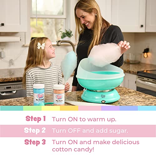 Pink Cotton Candy Machine with 5 Flavors & 50 Cones - Easy to Use & Clean