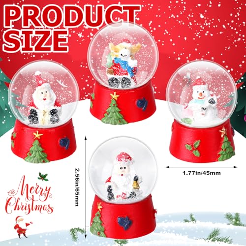 Yerliker 4-pack 1.8in Christmas Snow Globes – Red Tree & Santa Trio