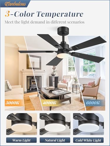 Black 42 Inch Modern Ceiling Fan with Lights & Remote - 2 Pack Variation of THIS listing