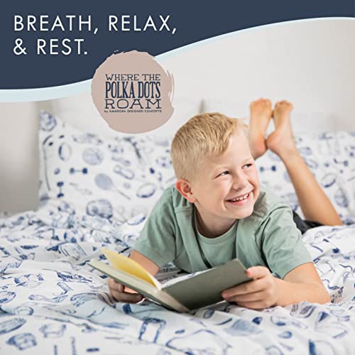 Kids Sports Bedding Set Full Size - Baseball, Football, Soccer Themed Bedsheets - Variation of Sports / Full